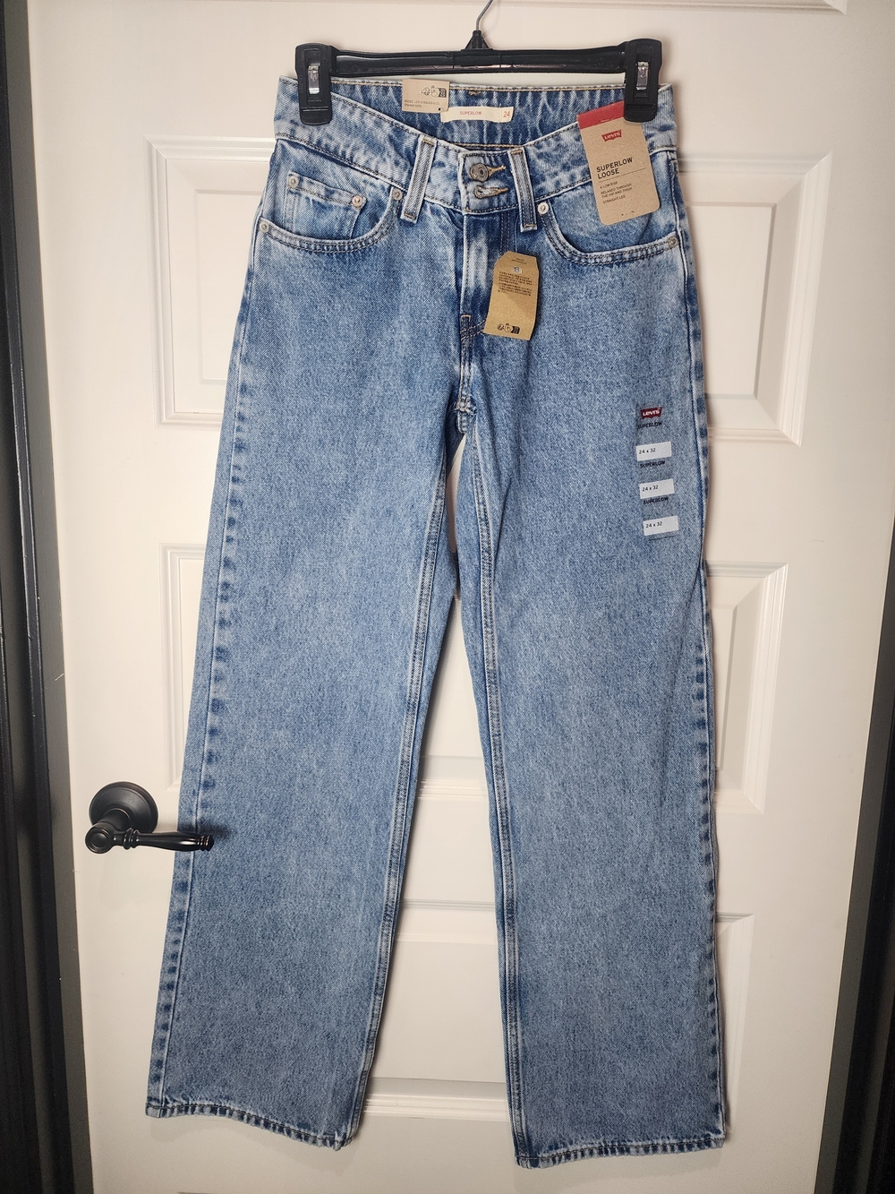 Levi's Straight Leg Superlow Loose Jeans in Light Blue